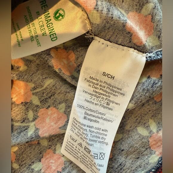 NWT J Crew Mock Neck Floral Longsleeve Top, Orange, Navy, Size Small - Picture 8 of 8